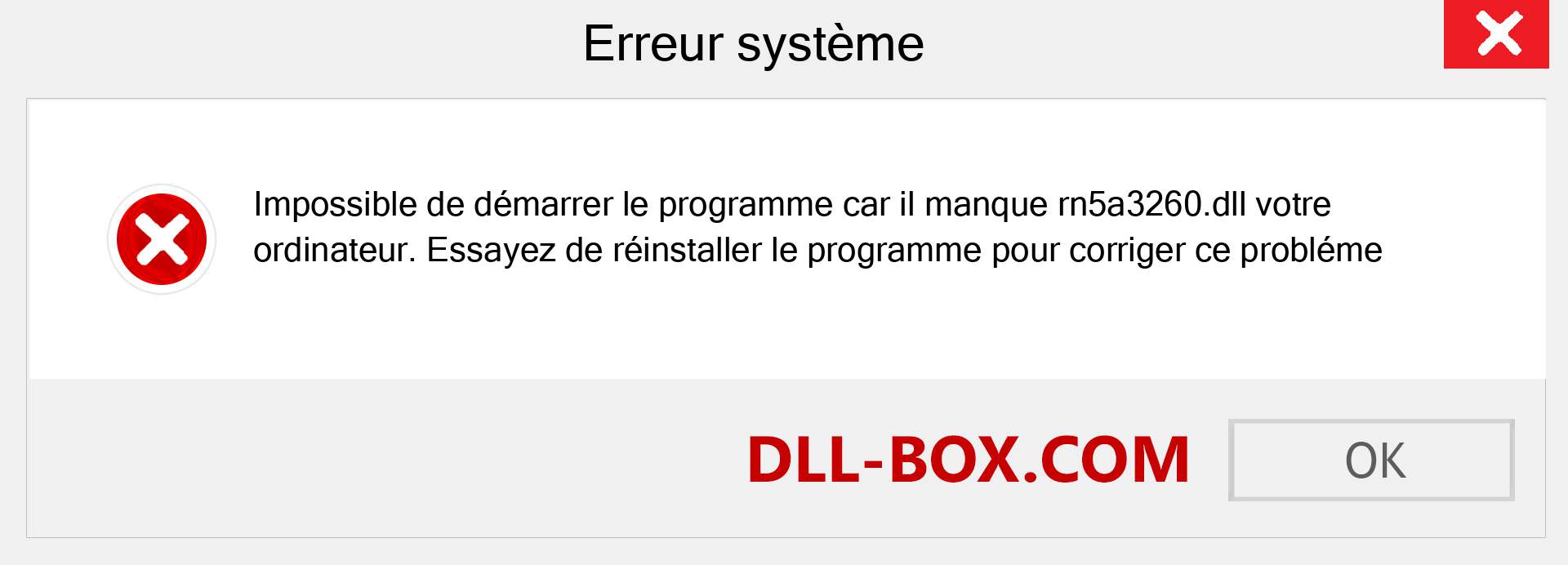 Le fichier rn5a3260.dll est manquant ?. Télécharger pour Windows 7, 8, 10 - Correction de l'erreur manquante rn5a3260 dll sur Windows, photos, images